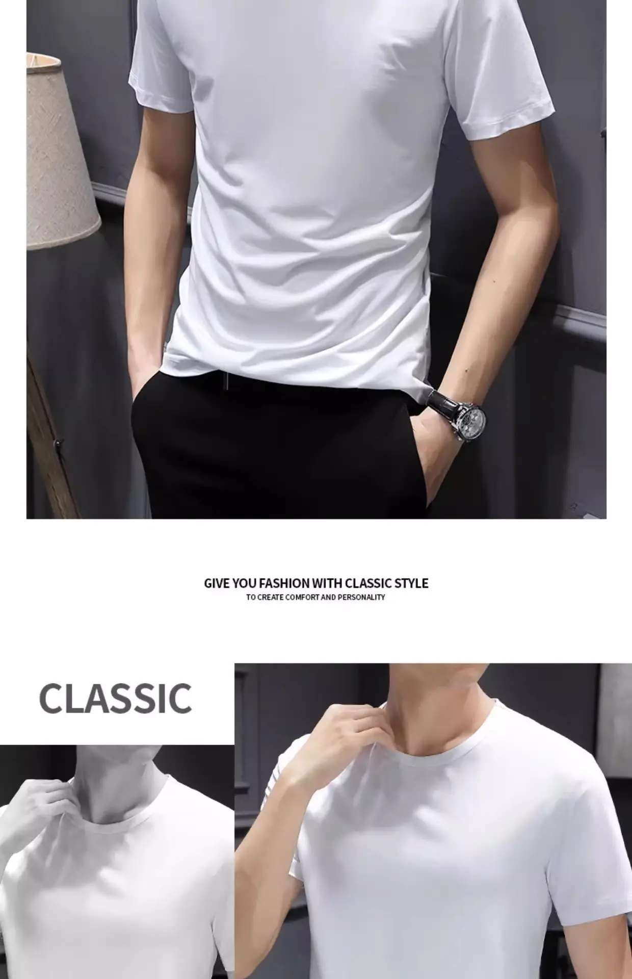 Men Blue Cotton T-Shirt Short Sleeve Round Neck 2024 — feature 21