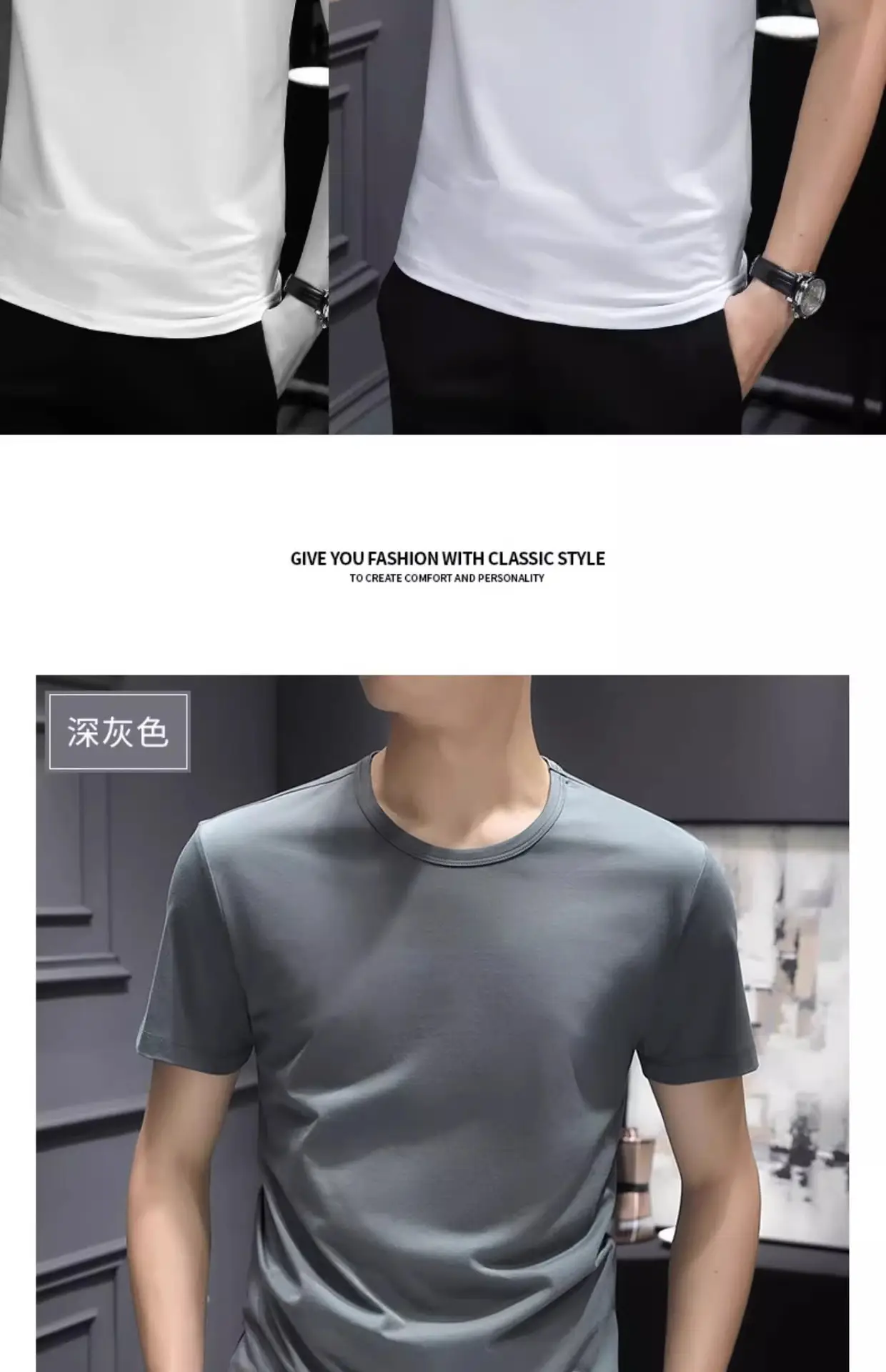 Men Blue Cotton T-Shirt Short Sleeve Round Neck 2024 — feature 22