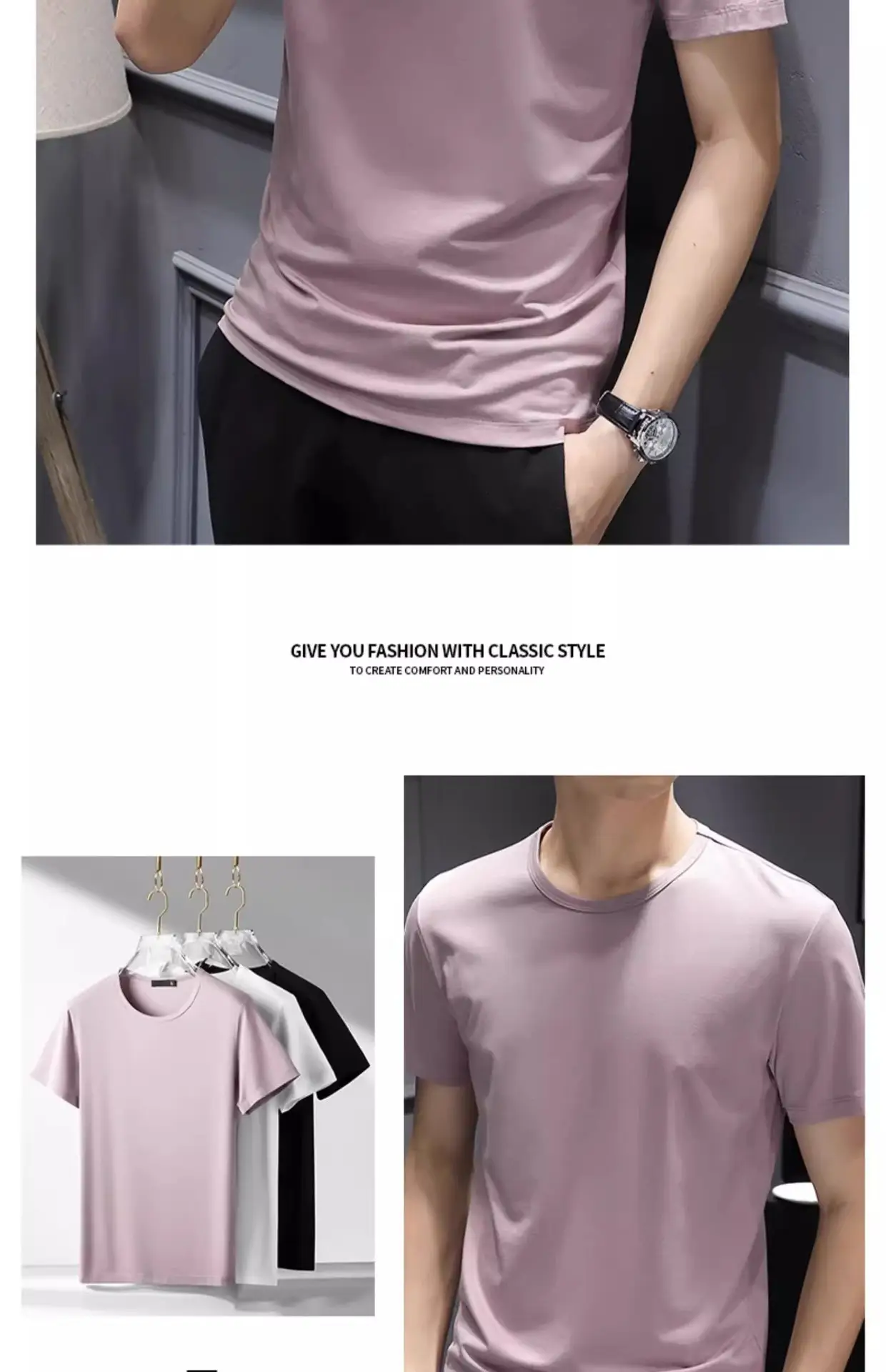 Men Blue Cotton T-Shirt Short Sleeve Round Neck 2024 — feature 28