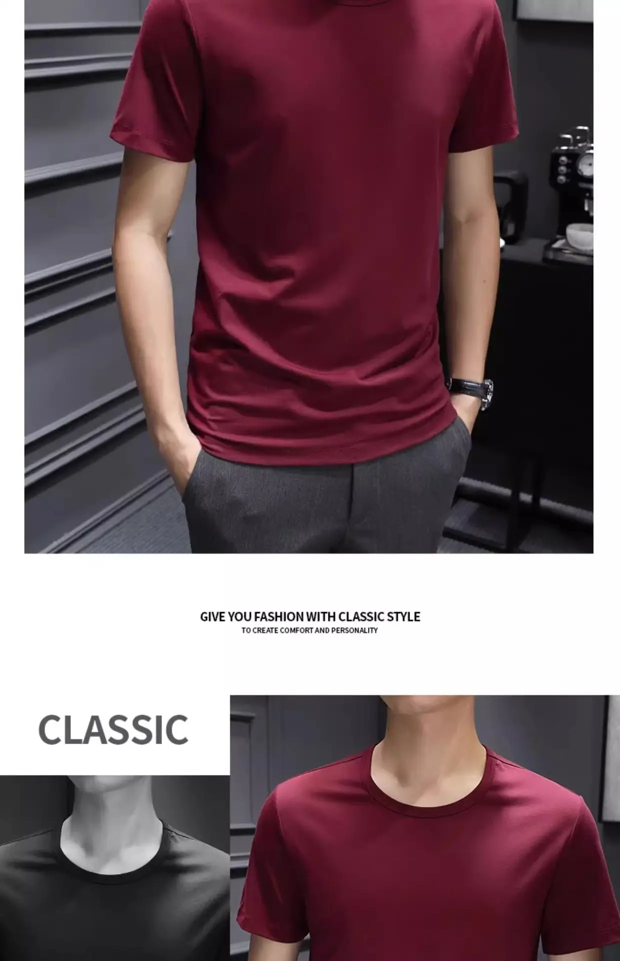 Men Blue Cotton T-Shirt Short Sleeve Round Neck 2024 — feature 31