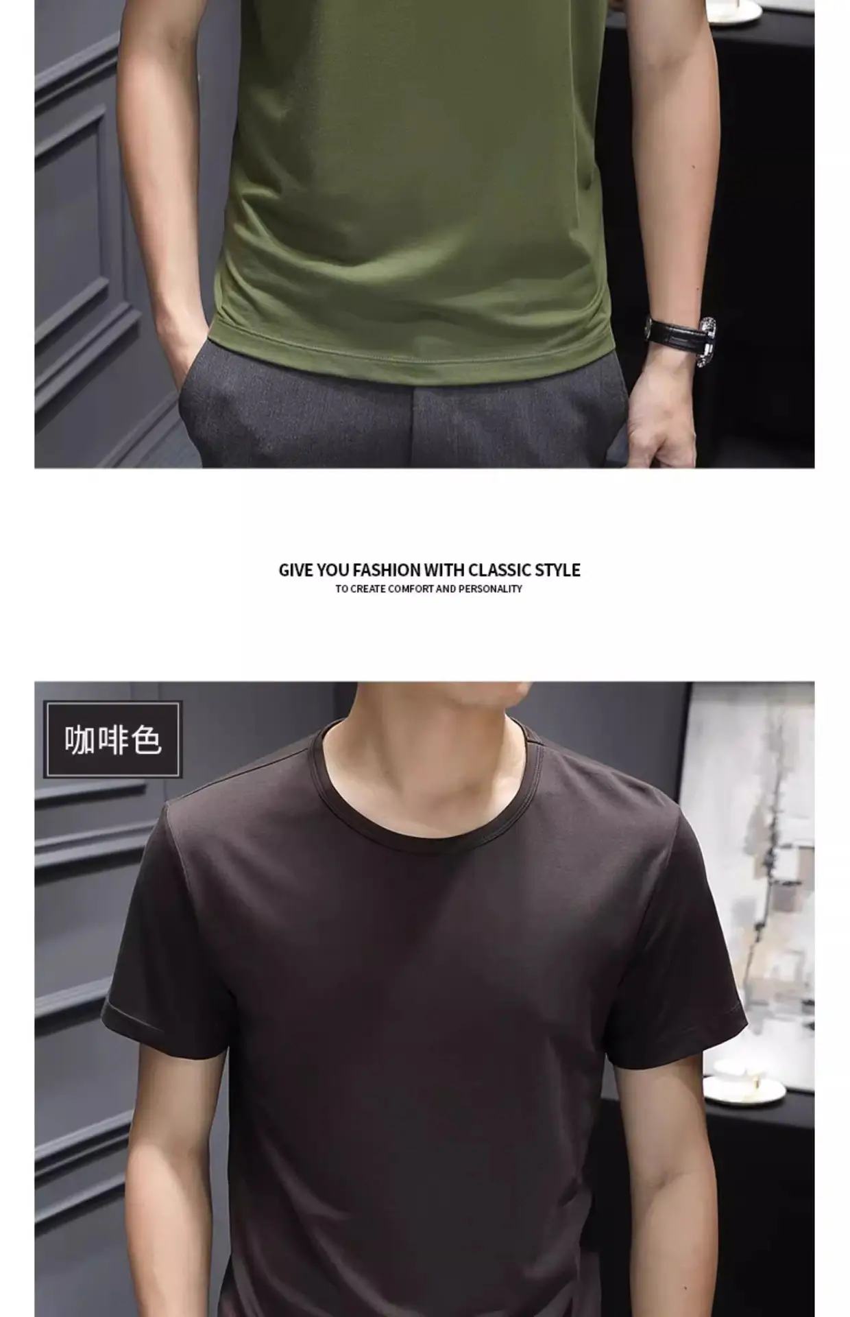 Men Blue Cotton T-Shirt Short Sleeve Round Neck 2024 — feature 37