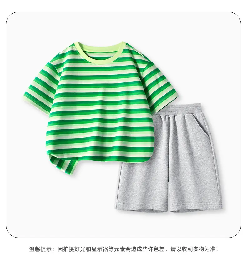 Boys Striped Cotton Shorts Set Summer New Kidsren — feature 12