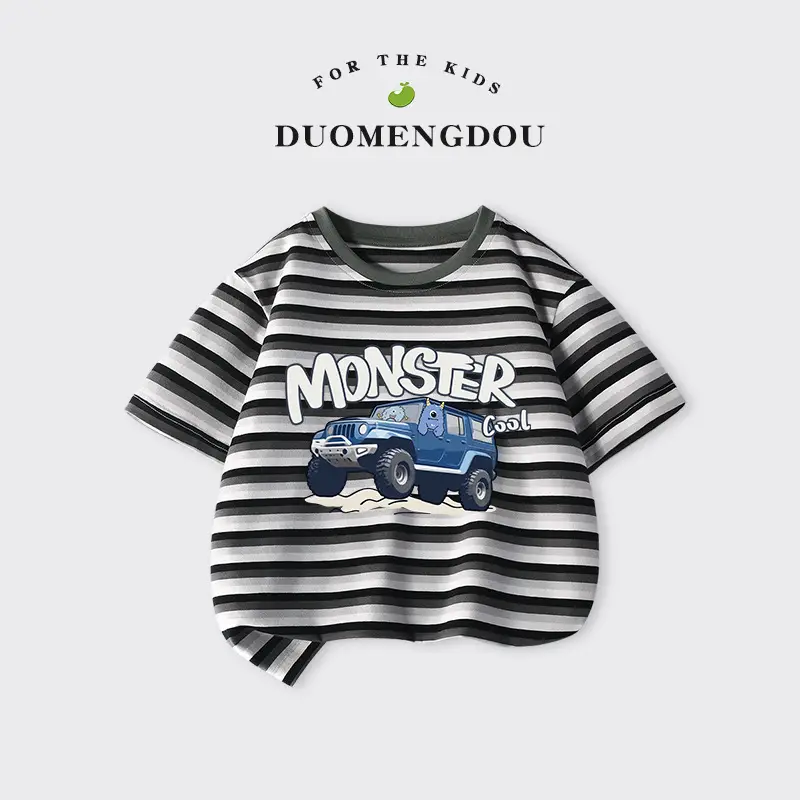 Boys Striped Cotton Shorts Set Summer New Kidsren - Image 13