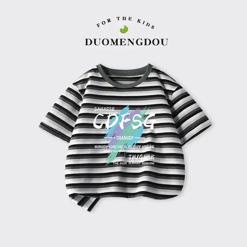 Boys Striped Cotton Shorts Set Summer New Kidsren - Image 8