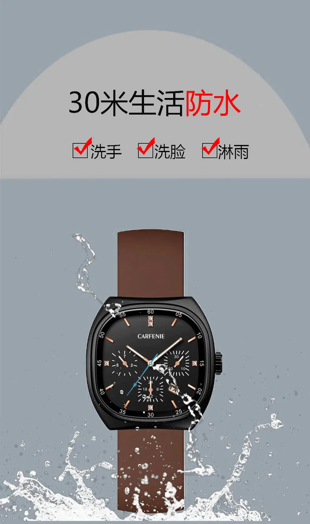 Cafenie Large Square Quartz Watch Black — feature 11