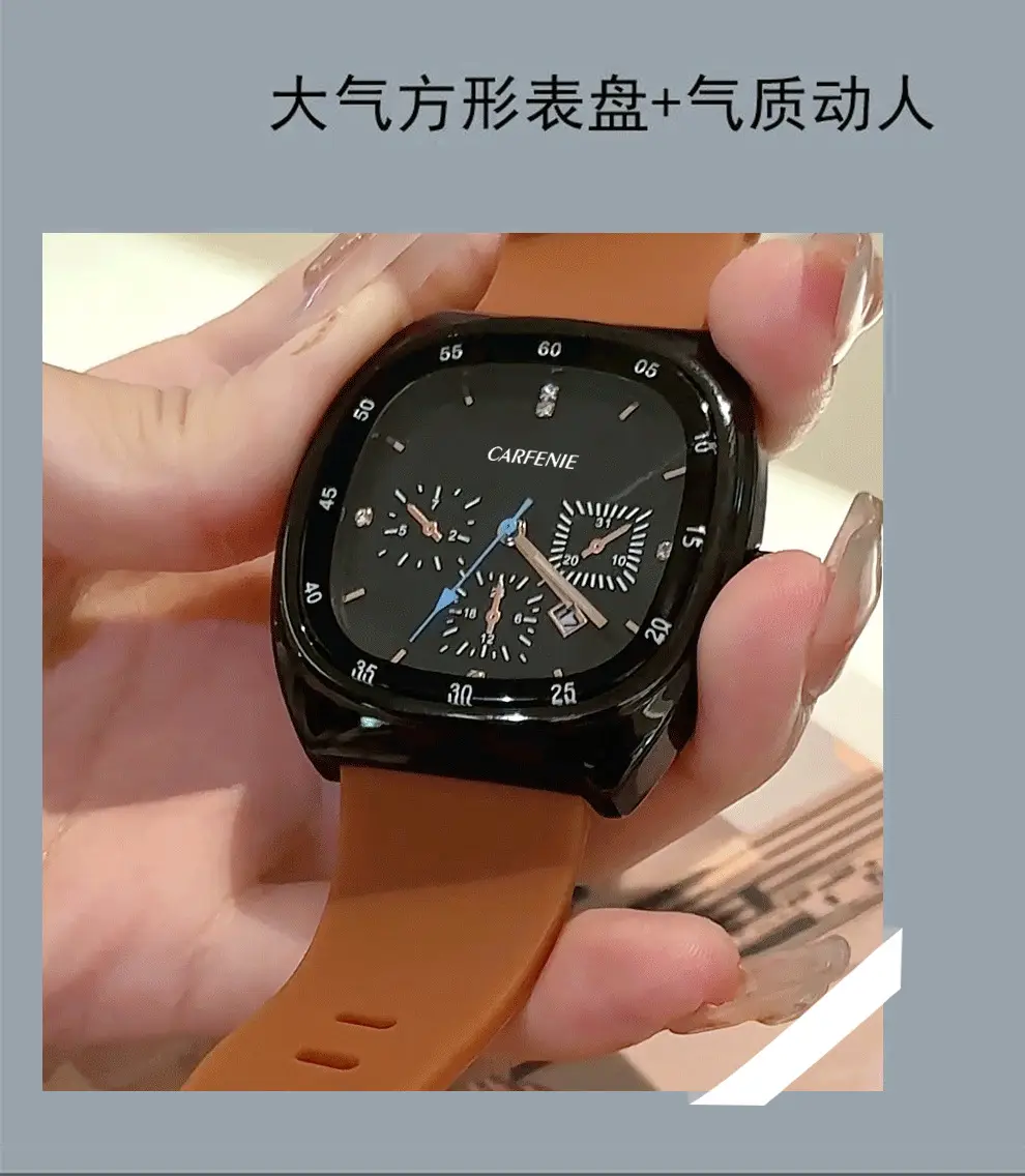Cafenie Large Square Quartz Watch Black — feature 13