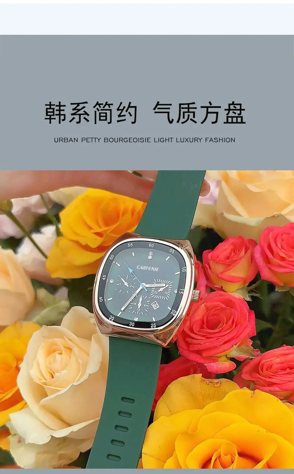 Cafenie Large Square Quartz Watch Black — feature 8