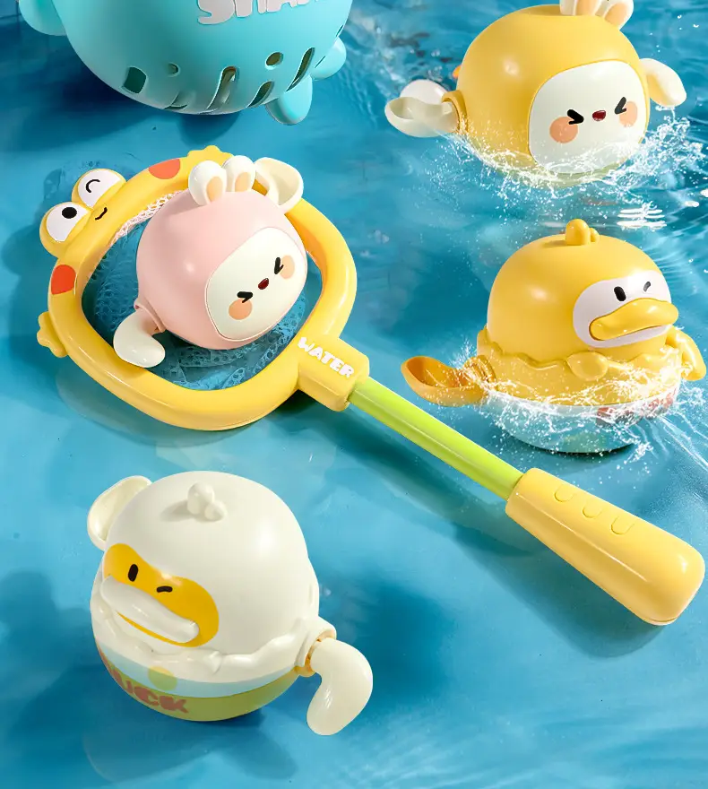Little Duck, Yellow Duck, Fishing Net, Kidsren's Fishing, Playing in the Water, Baby Bathroom Bathing and Bathing Toy, 2 Years Old — feature 2