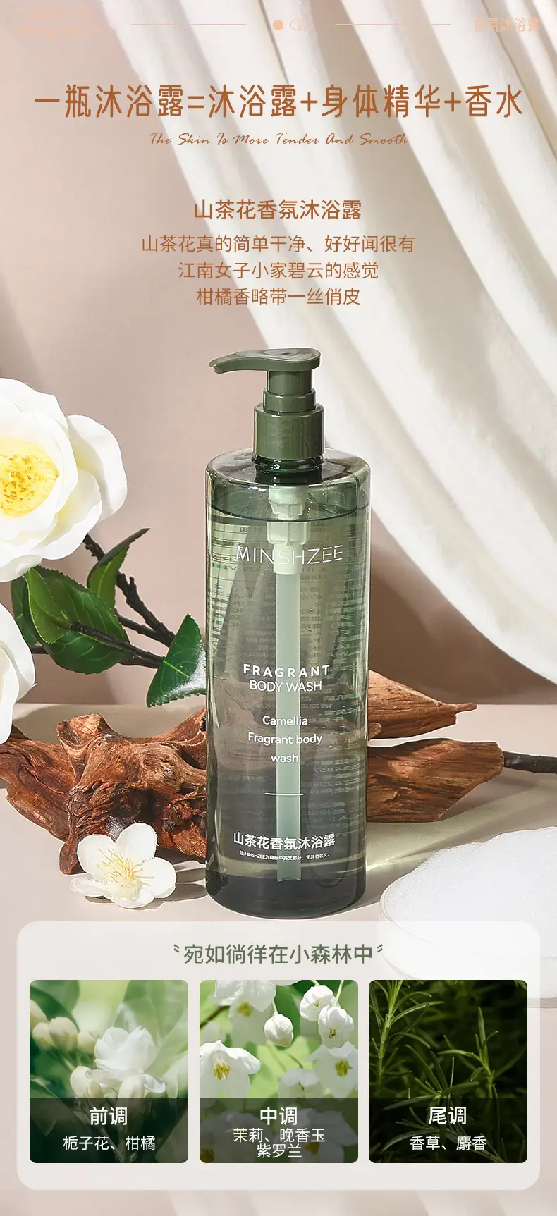 Luxe Xinzhi Camellia Shower Gel, Long-Lasting Fragrance, Full-Body Fragrance, Bath Fragrance, Large Bottle for Family Use — feature 8