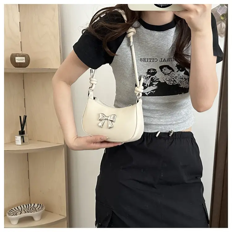 Women's Brown Bow Crossbody Bag 2024 Spring Summer - Image 7