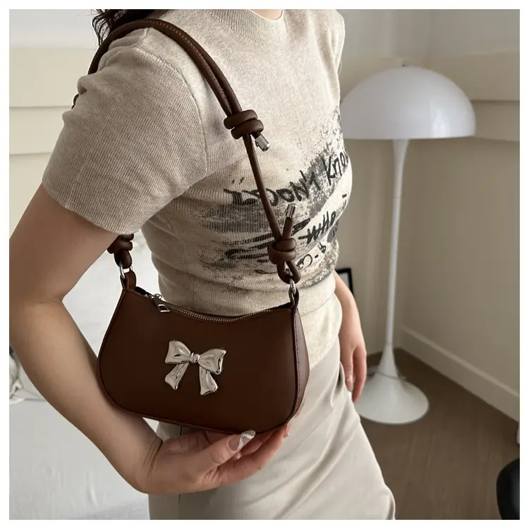 Women's Brown Bow Crossbody Bag 2024 Spring Summer - Image 8