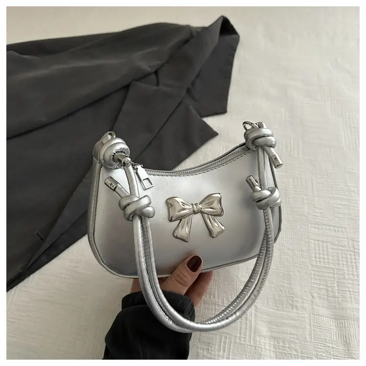 Women's Brown Bow Crossbody Bag 2024 Spring Summer - Image 3