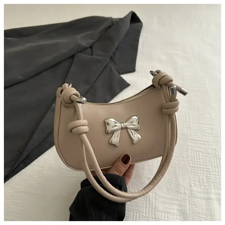 Women's Brown Bow Crossbody Bag 2024 Spring Summer - Image 4