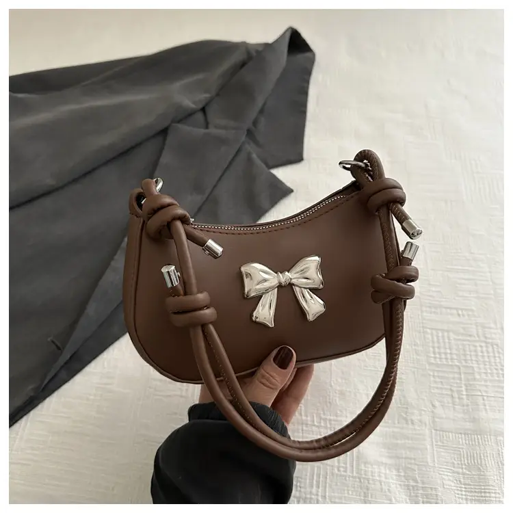 Women's Brown Bow Crossbody Bag 2024 Spring Summer - Image 5