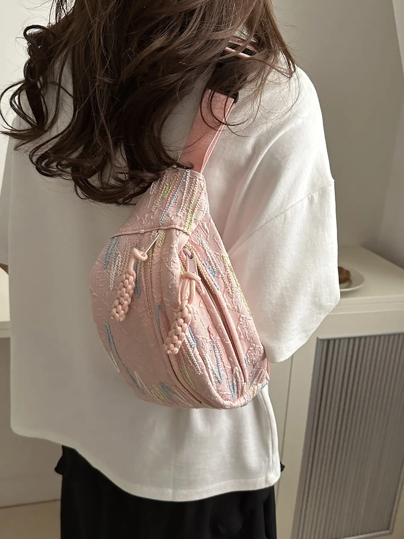 Pink Embroidered Crossbody Bag for Women 2024 - Image 3