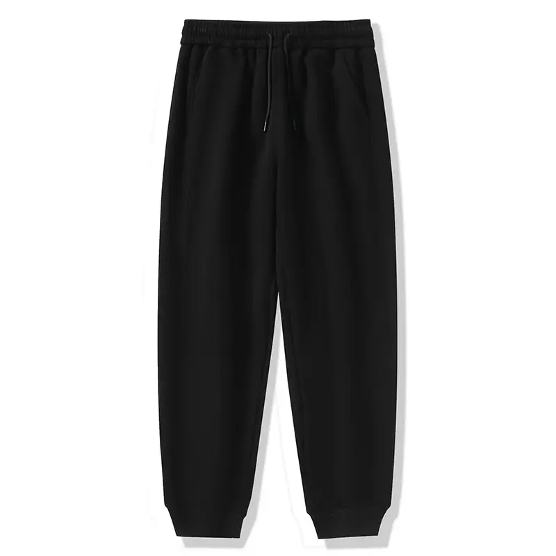 Men Black Cotton Drawstring Pants Slim Fit - Image 3