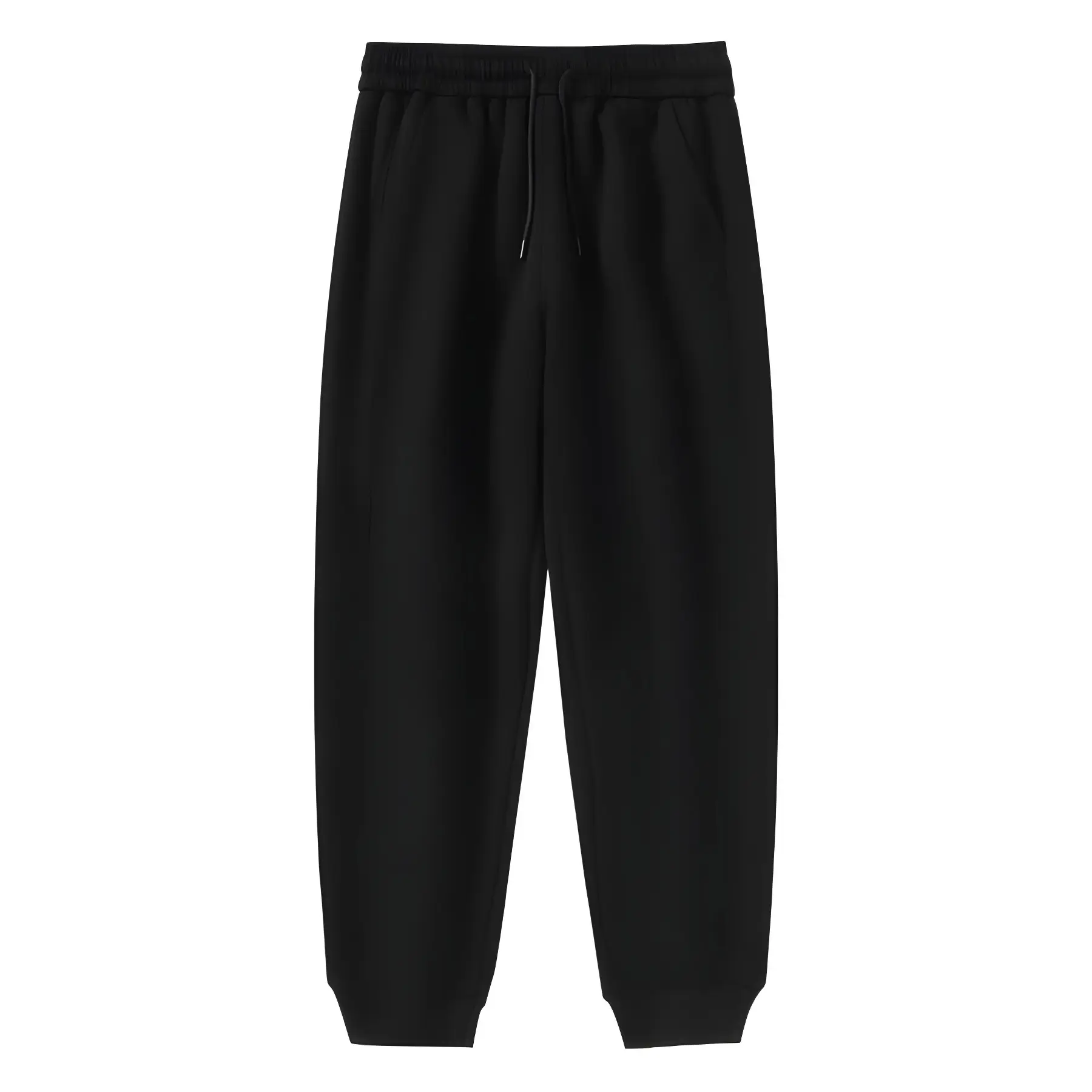 Men Black Cotton Drawstring Pants Slim Fit - Image 6