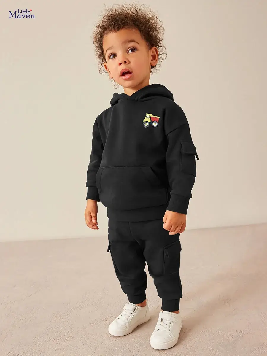 Little Maven European and American Boys Hooded Sweatshirt Suit 2024 Autum New Long-Sleeved Boys Sweatshirt Suit