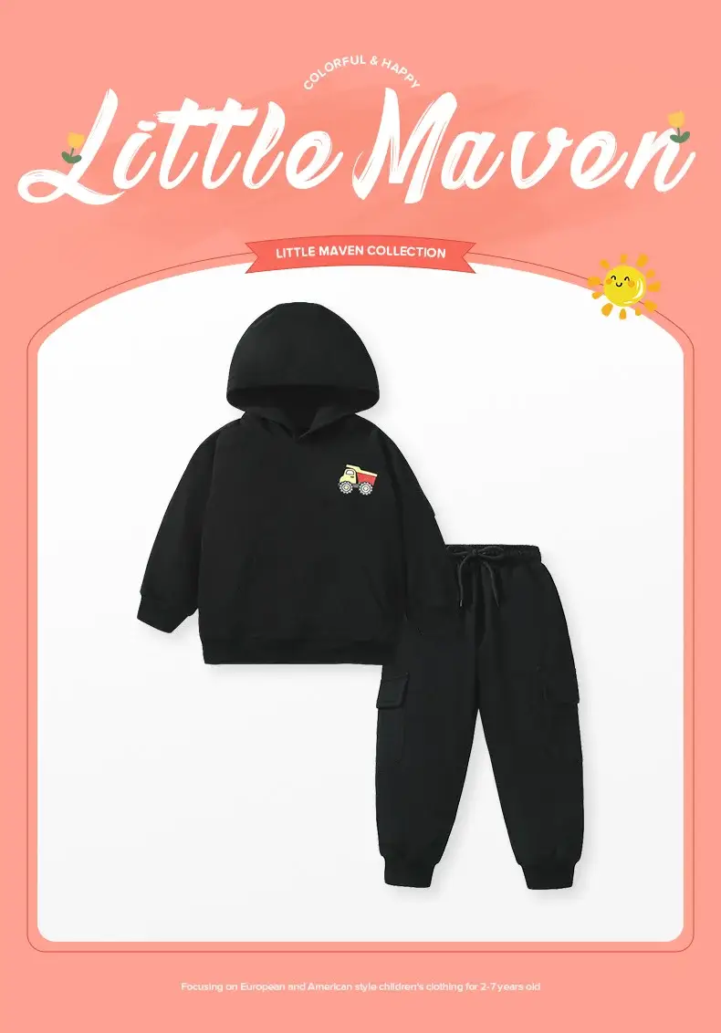 Little Maven European and American Boys Hooded Sweatshirt Suit 2024 Autum New Long-Sleeved Boys Sweatshirt Suit — feature 2