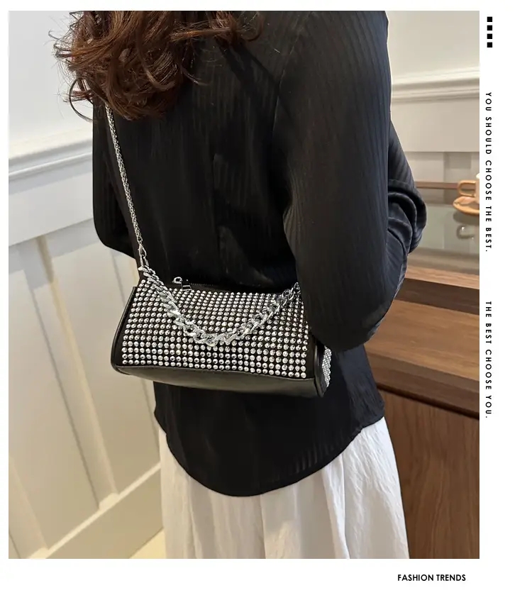 Black Full Diamond Chain Crossbody Bag for Women 2024 — feature 1