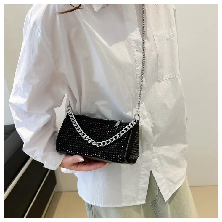 Black Full Diamond Chain Crossbody Bag for Women 2024 — feature 13