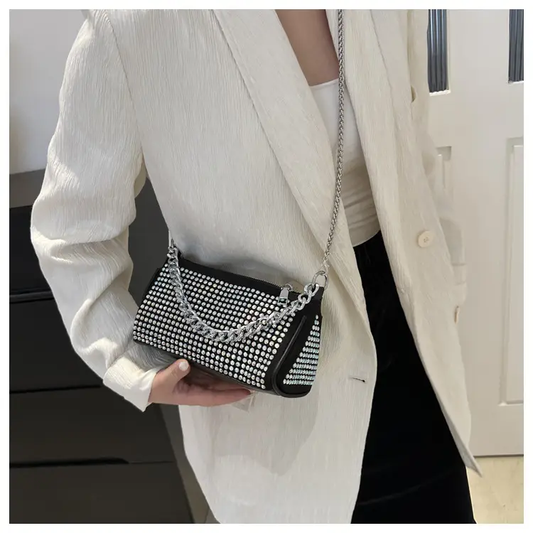 Black Full Diamond Chain Crossbody Bag for Women 2024 — feature 17