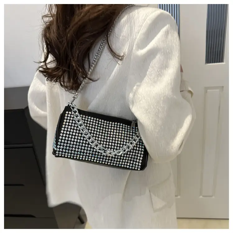 Black Full Diamond Chain Crossbody Bag for Women 2024 — feature 19