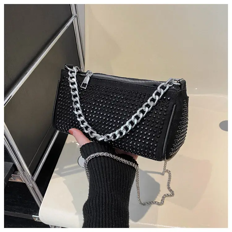 Black Full Diamond Chain Crossbody Bag for Women 2024 — feature 21