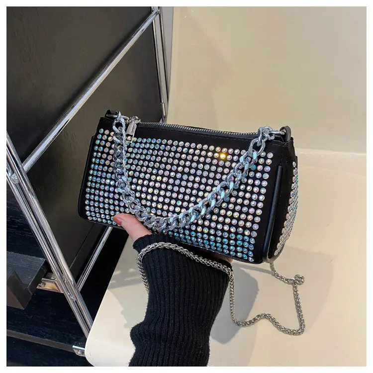 Black Full Diamond Chain Crossbody Bag for Women 2024 — feature 22