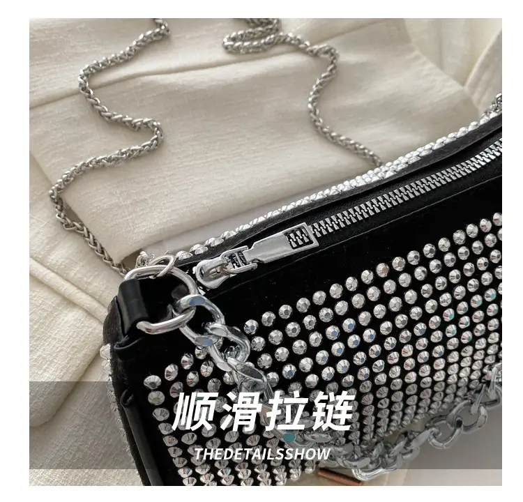 Black Full Diamond Chain Crossbody Bag for Women 2024 — feature 5