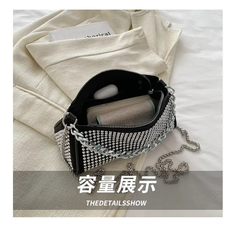 Black Full Diamond Chain Crossbody Bag for Women 2024 — feature 6