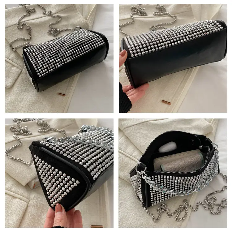 Black Full Diamond Chain Crossbody Bag for Women 2024 — feature 7