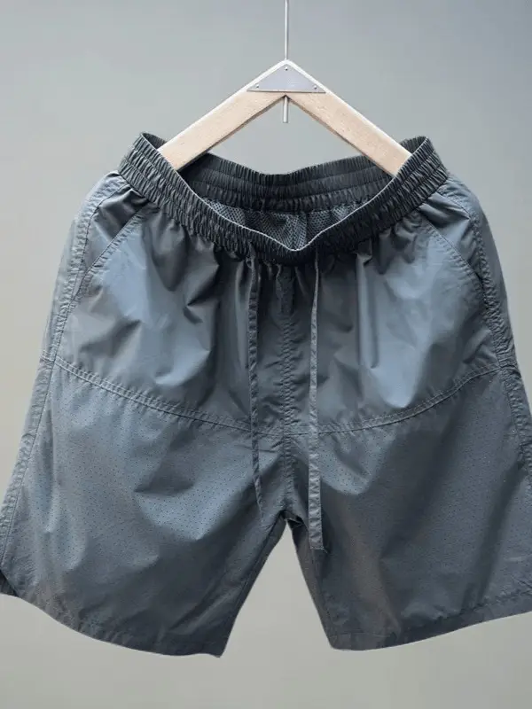 Men Grey Punched Shorts Quick Dry - Image 8