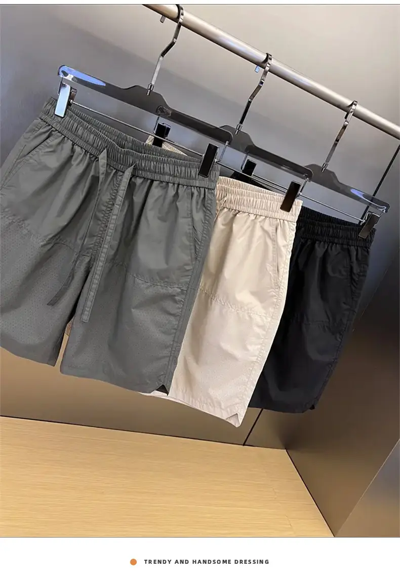 Men Grey Punched Shorts Quick Dry — feature 10