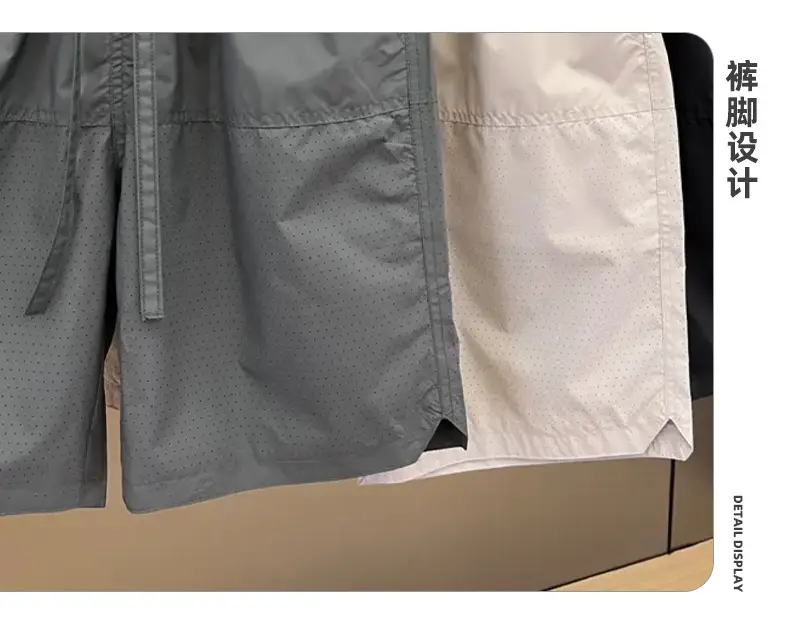 Men Grey Punched Shorts Quick Dry — feature 17