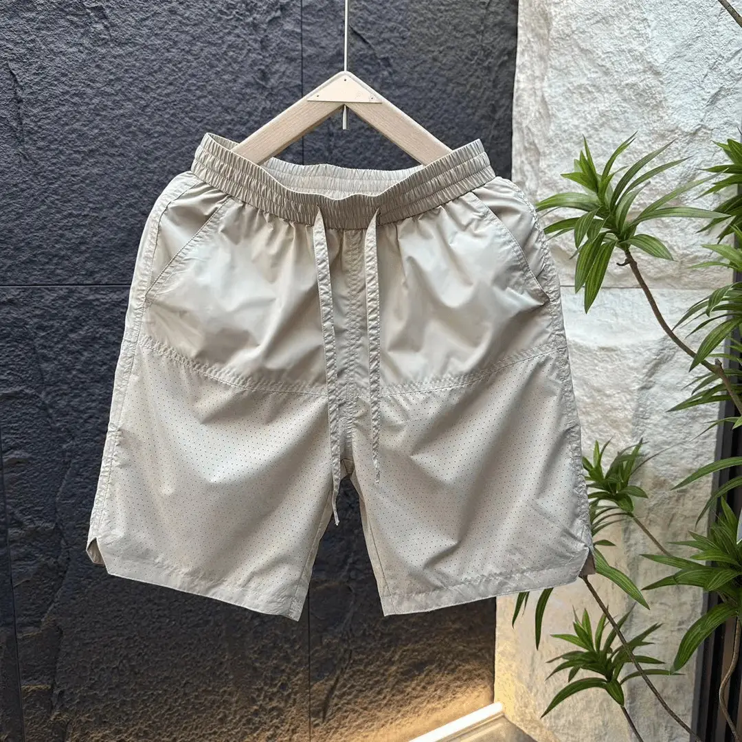 Men Grey Punched Shorts Quick Dry - Image 3