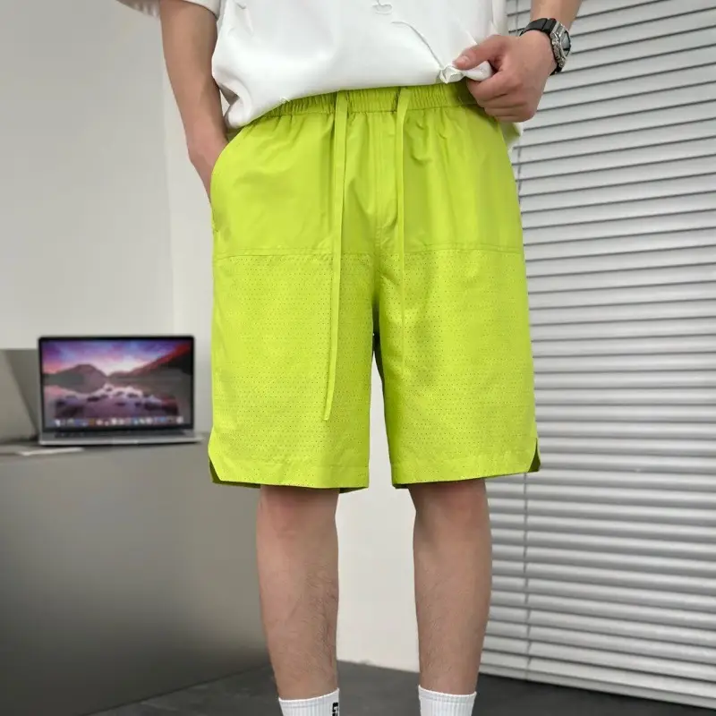 Men Grey Punched Shorts Quick Dry - Image 4