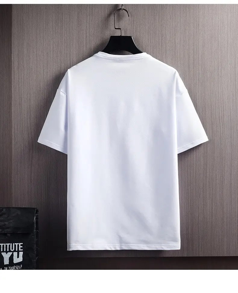 Men Ice Silk Gradient Shorts Set White Black Urban Print — feature 8
