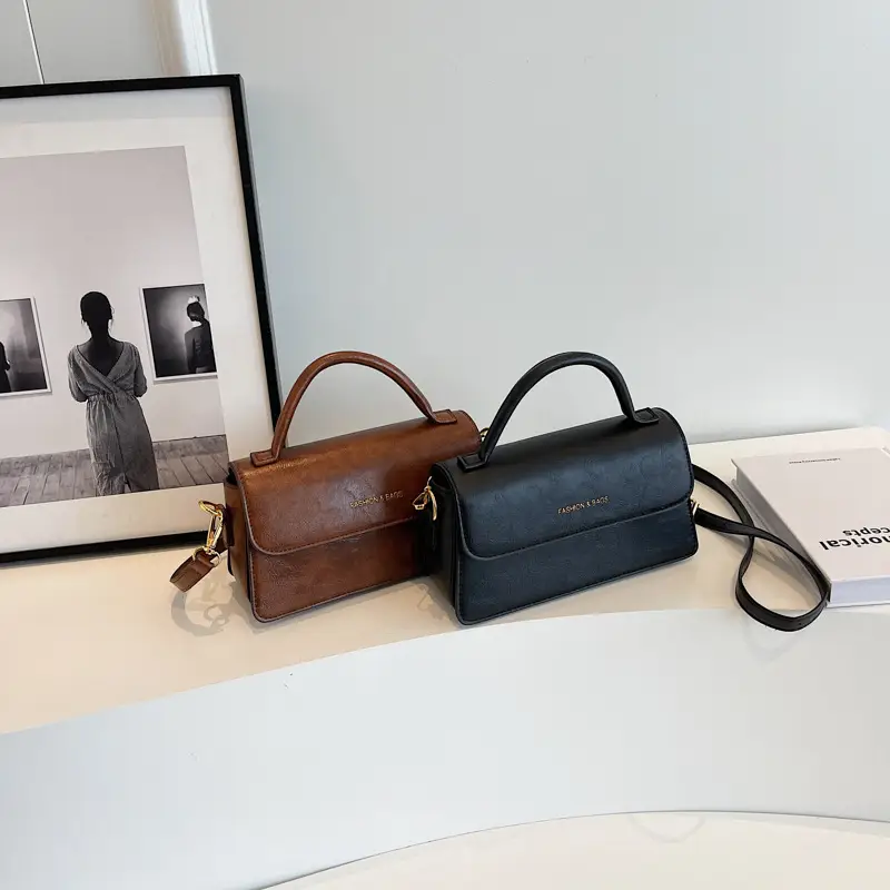 Vintage Brown Square Shoulder Crossbody Bag for Women - Image 5