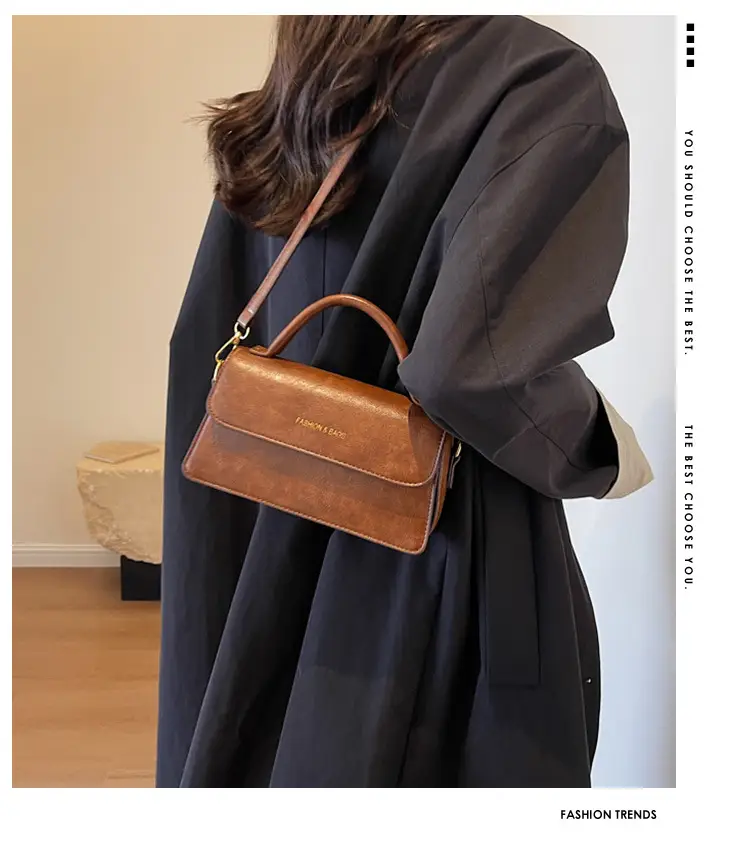 Vintage Brown Square Shoulder Crossbody Bag for Women — feature 1