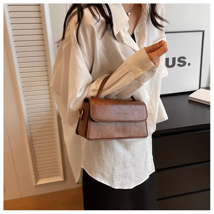 Vintage Brown Square Shoulder Crossbody Bag for Women — feature 11