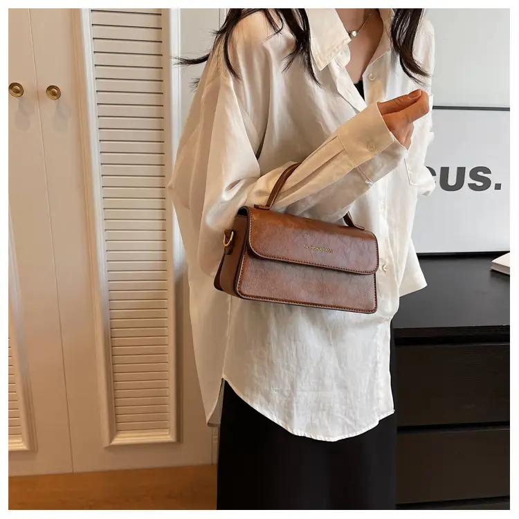 Vintage Brown Square Shoulder Crossbody Bag for Women — feature 12