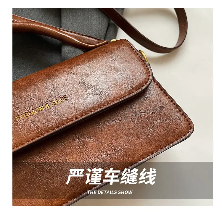 Vintage Brown Square Shoulder Crossbody Bag for Women — feature 5
