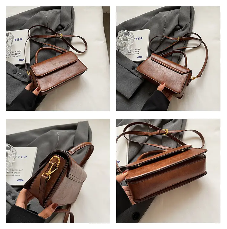 Vintage Brown Square Shoulder Crossbody Bag for Women — feature 8