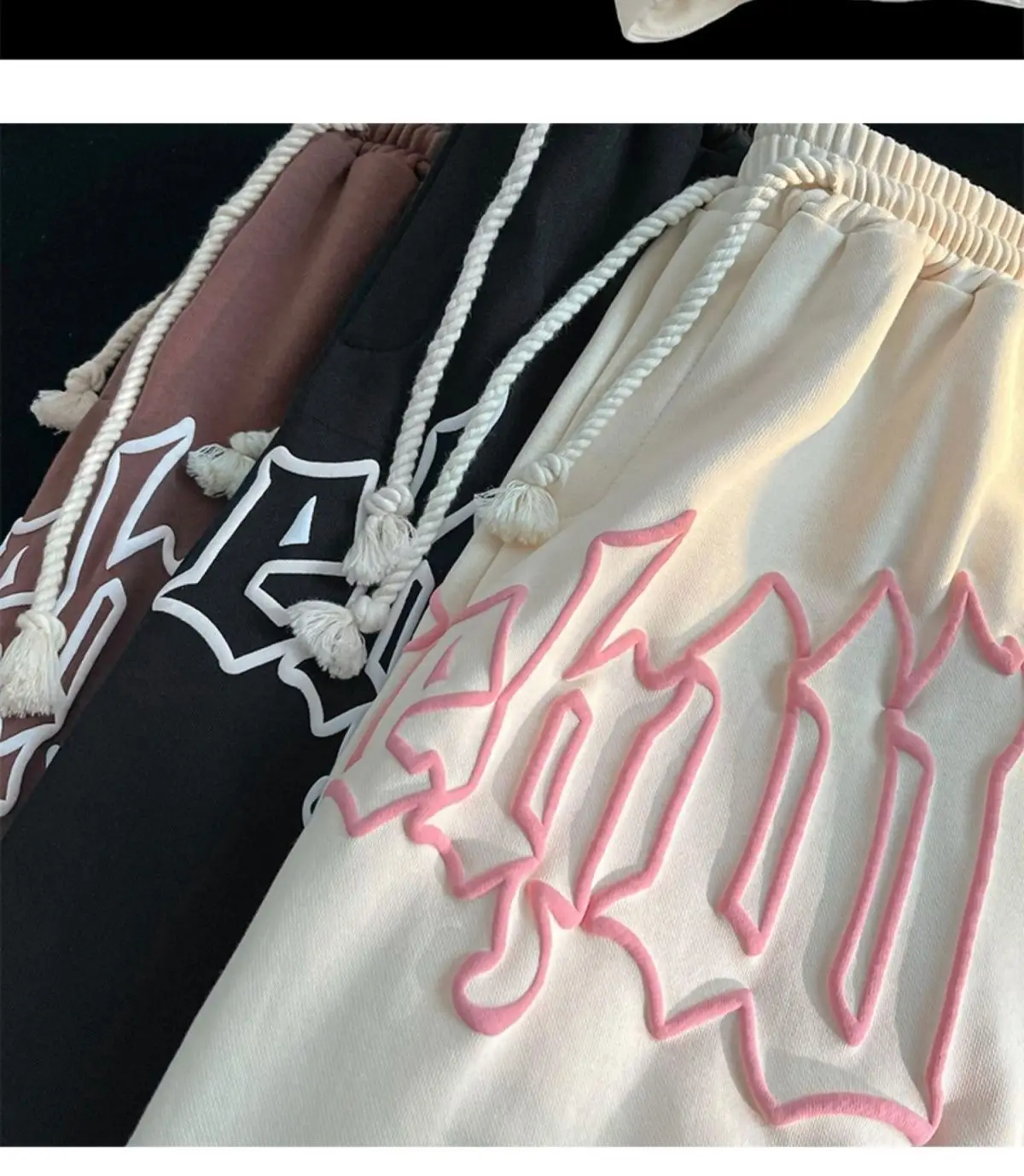 Men's Cream Foam Shorts with Pink Graphic Design — feature 17