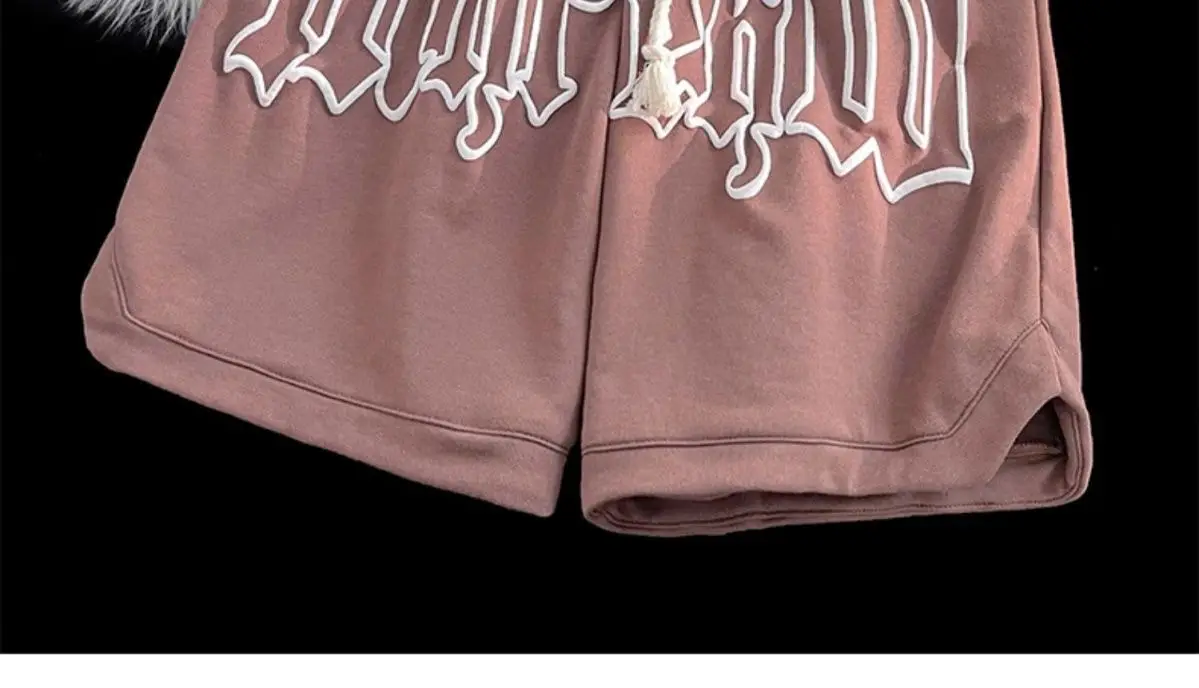 Men's Cream Foam Shorts with Pink Graphic Design — feature 8
