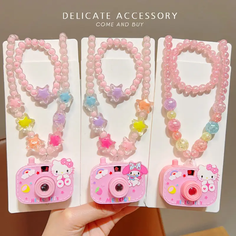 Girls Cartoon Projection Camera Beaded Necklace Set — feature 23