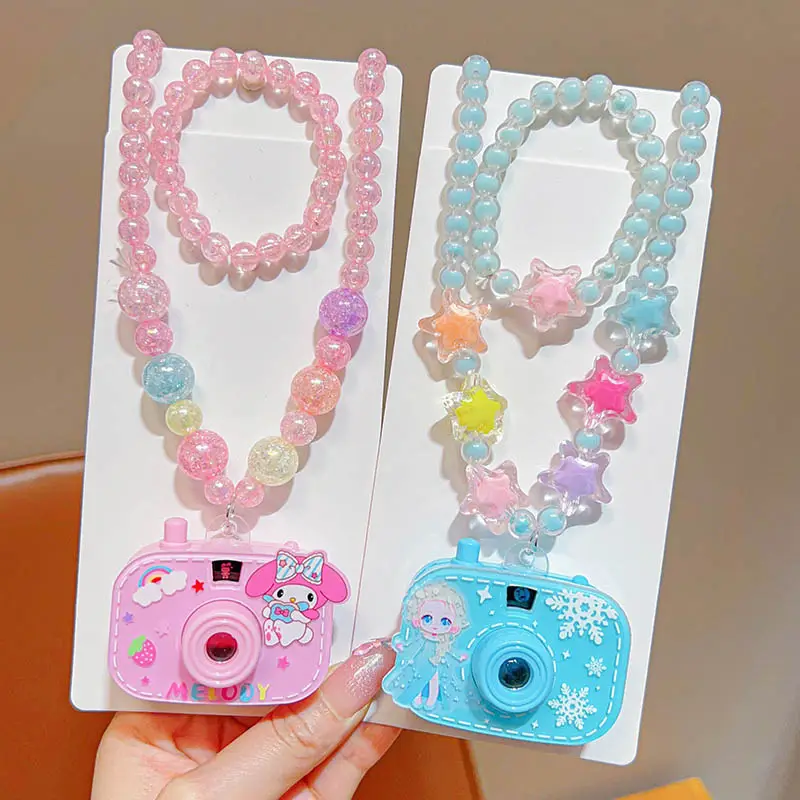 Girls Cartoon Projection Camera Beaded Necklace Set - Image 11