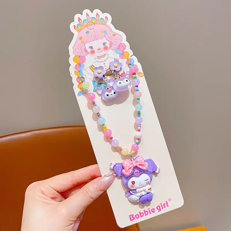 Girls Cartoon Projection Camera Beaded Necklace Set - Image 15