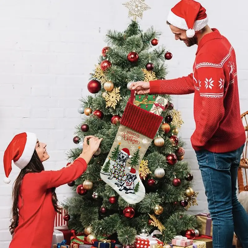 2025 Cross-Border Christmas Pet Stocking with Tree & Dog Design — feature 37